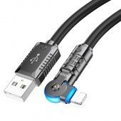 Дата-кабель Hoco U118 IP (вращающийся,1.2 м) цвет: Чёрный