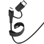 Дата-кабель Hoco X54  2 в 1  USB to Micro/USB to Type-C(1.0 м,2.4A) цвет: Чёрный