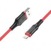 Дата-кабель Borofone BX67 IP (1м., нейлон 2.4A), цвет: красный