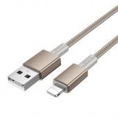 Дата-кабель Hoco X119 IP (нейлон 1м., 2.4A) цвет: Золотой