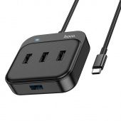 Адаптер Hoco HB31 USB-Xaб на 4 USB (USB3.0+USB2.0*3) 0,2m цвет: Чёрный