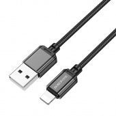 Дата-кабель Borofone BX87 IP (1м.,нейлон 2.4A) цвет: Чёрный