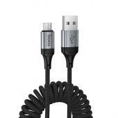 Дата-кабель Hoco X121 Micro (пружинный,1,5 м) цвет: Чёрный