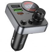 FM-модулятор с автомобильным ЗУ Hoco E86 (PD30W+QC3.0) цвет: металлик