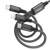 Дата-кабель Hoco X76 3 в 1 IP+Micro+Type-c (1.0 м., 2A), цвет: Чёрный