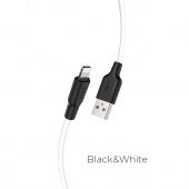Дата-кабель Hoco X21 Plus IP (силиконовый, 2 м., 2.4A) цвет: черно-белый