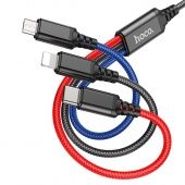 Дата-кабель Hoco X76 3 в 1 IP+Micro+Type-c (1.0 м., 2A), цвет: цветной