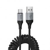 Дата-кабель Hoco X121 Type-C (пружинный,1,5 м) цвет: Чёрный