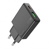 Сетевое зарядное устройство Hoco N38 (PD20W+QC3.0) цвет: Чёрный