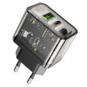 Сетевое зарядное устройство Hoco N34 (USB QC3.0 +PD20W Type-C) цвет: прозрачный