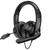 Наушники Hoco W103 полноразмерные игровые с микрофоном (1,2 м., 3,5 мм, переходник 2*3,5мм)  цвет: Чёрный