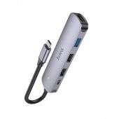 Адаптер Hoco HB27 Type-C в HDTV+USB3.0+USB2.0*2+PD цвет: металлик
