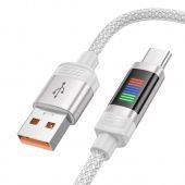 Дата-кабель Hoco U126  Type-C (5A,подсветка 1.2 м) цвет: серый
