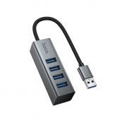 Адаптер Hoco HB1B  (USB -4 USB 3.0,1m)  цвет: металлик