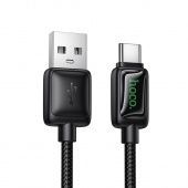 Дата-кабель Hoco U146 Type-C (подсветка,нейлон 1.2 м, 3 A) цвет: черный 