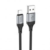 Дата-кабель Hoco X102 IP (нейлон 1м., 2.4A) цвет: Чёрный
