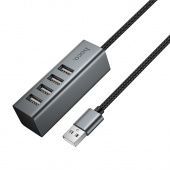 Адаптер Hoco HB1A  (USB -4 USB 2.0,1m)  цвет: металлик