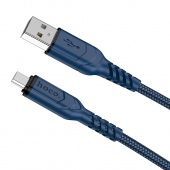 Дата-кабель Hoco X59 Micro (2 м, 2.4 A,нейлон) цвет: синий