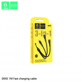 Кабель Denmen D05E  3в1 (IP+Micro+Type-C 1м.) цвет: чёрный