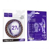 Дата-кабель Hoco X116 Type-C to IP (PD27W,нейлон,1 м) цвет: фиолетовый