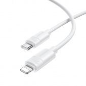 Дата-кабель Borofone BX123 Type-C to IP (1м.,силиконовый,PD 30W) цвет: белый