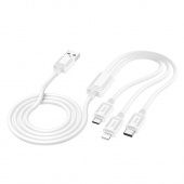 Дата-кабель Hoco X74 3 в 1 IP+Micro+Type-c (1.0 м.,2A) цвет: белый