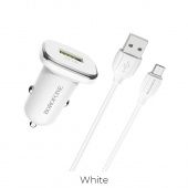 Автомобильное ЗУ BOROFONE BZ12A +кабель Micro (1USB: QC3.0) цвет: белый
