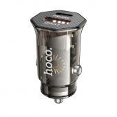 Автомобильное ЗУ Hoco DZ16 (USB QC3.0+Type-C PD30W) цвет: прозрачный Чёрный