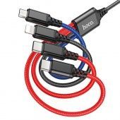 Дата-кабель Hoco X76  4в1 (2 Type-C+Ligh.+Micro нейлон  1м.), цвет: цветной
