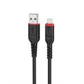 Дата-кабель Hoco X59 Micro (3 м, 2.4 A,нейлон) цвет: черный
