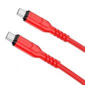 Дата-кабель Hoco X59 Type-C to Type-C (60W,1 м, 3A,нейлон) цвет: красный