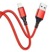 Дата-кабель BOROFONE BX54 IP (1м.,нейлон 2.4A) цвет: красный