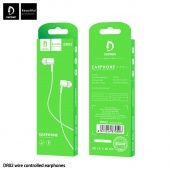 Наушники Denmen DR02 с микрофоном (1.2 м), цвет: белый