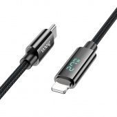 Дата-кабель Hoco U125 Type-C to IP (27W,дисплей,1.2 м) цвет: Чёрный