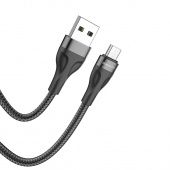 Дата-кабель BOROFONE BX61 Micro (1м.,нейлон 2.4A) цвет: ЧёрныйA) цвет: Чёрный