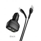 Автомобильное ЗУ Hoco Z36 +Micro кабель  (2USB: 2.4A) цвет: Чёрный