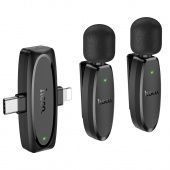 Микрофон Hoco L15 беспроводной IP/Type-C на клипсе цвет: Чёрный