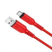 Дата-кабель Hoco X59 Type-C (1 м, 3 A,нейлон) цвет: красный