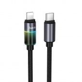 Дата-кабель Hoco DU65 Type-C-IP(с подсветкой,нейлон,PD27W,1 м) цвет: черный 