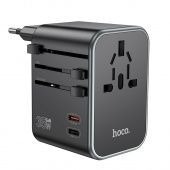 Сетевой адаптер-переходник Hoco AC19 (5 портов,PD35W(2C3A)) цвет: Чёрный