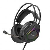 Наушники BOROFONE BO105 полноразмерные игровые с микрофоном (1,2 м.,USB+3,5 мм, переходник 2*3,5мм)  цвет: Чёрный