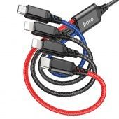 Дата-кабель Hoco X76  4в1 (2 Ligh.+Micro+Type-C нейлон  1м.), цвет: цветной