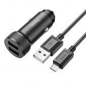 Автомобильное ЗУ Hoco Z49 (2USB: 5V/2.4A+кабель Micro) цвет: Чёрный