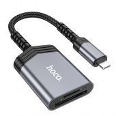 Картридер Hoco UA25  2 в 1 (IP/SD/TF card) цвет: металлик