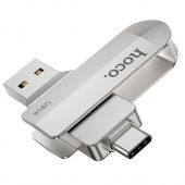 USB+Type-C флэш-диск HOCO 2в1 128Gb UD10 USB3.0 корпус металл, цвет: серебристый