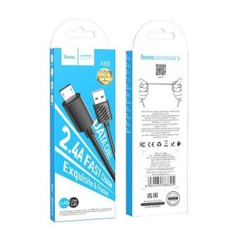 Дата-кабель Hoco X88 Micro (1м., 2.4A), цвет: Чёрный