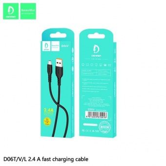 Дата-кабель Denmen D06V Micro (1м., 2.4A) цвет: Чёрный