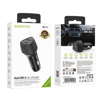 Автомобильное ЗУ Borofone BZ31A (2USB: 5V/2.4A) цвет: Чёрный