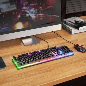 Набор игровой клавиатура+мышь Hoco GM18 с подсветкой, цвет: Чёрный