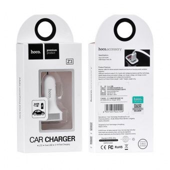 Автомобильное ЗУ Hoco Z3  (2USB: 3.1A, дисплей)